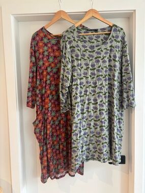 Bundle of Gudrun Sjoden Scandinavian Sustainable Floral Print Tunic Dresses XL